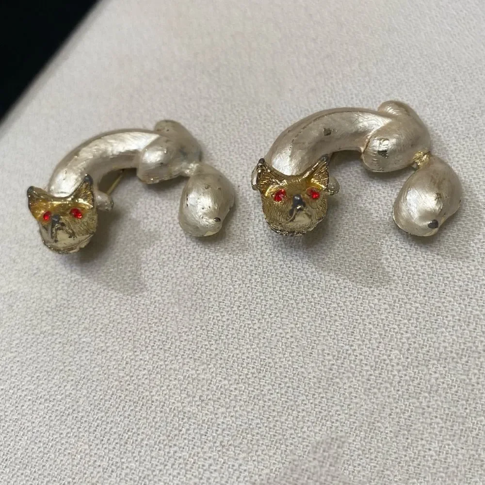 Vintage Enamel And Rhinestone Fox Pins (2) Brooches - Picture 14 of 16